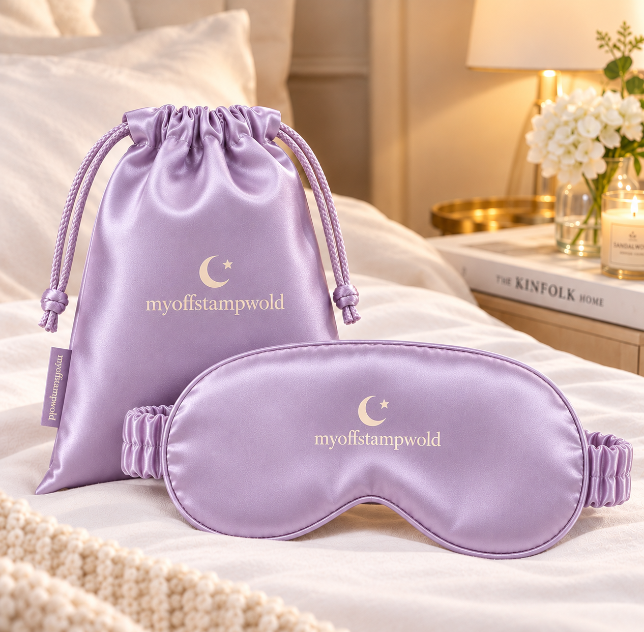 Lavender Satin Eye Mask with Matching Pouch