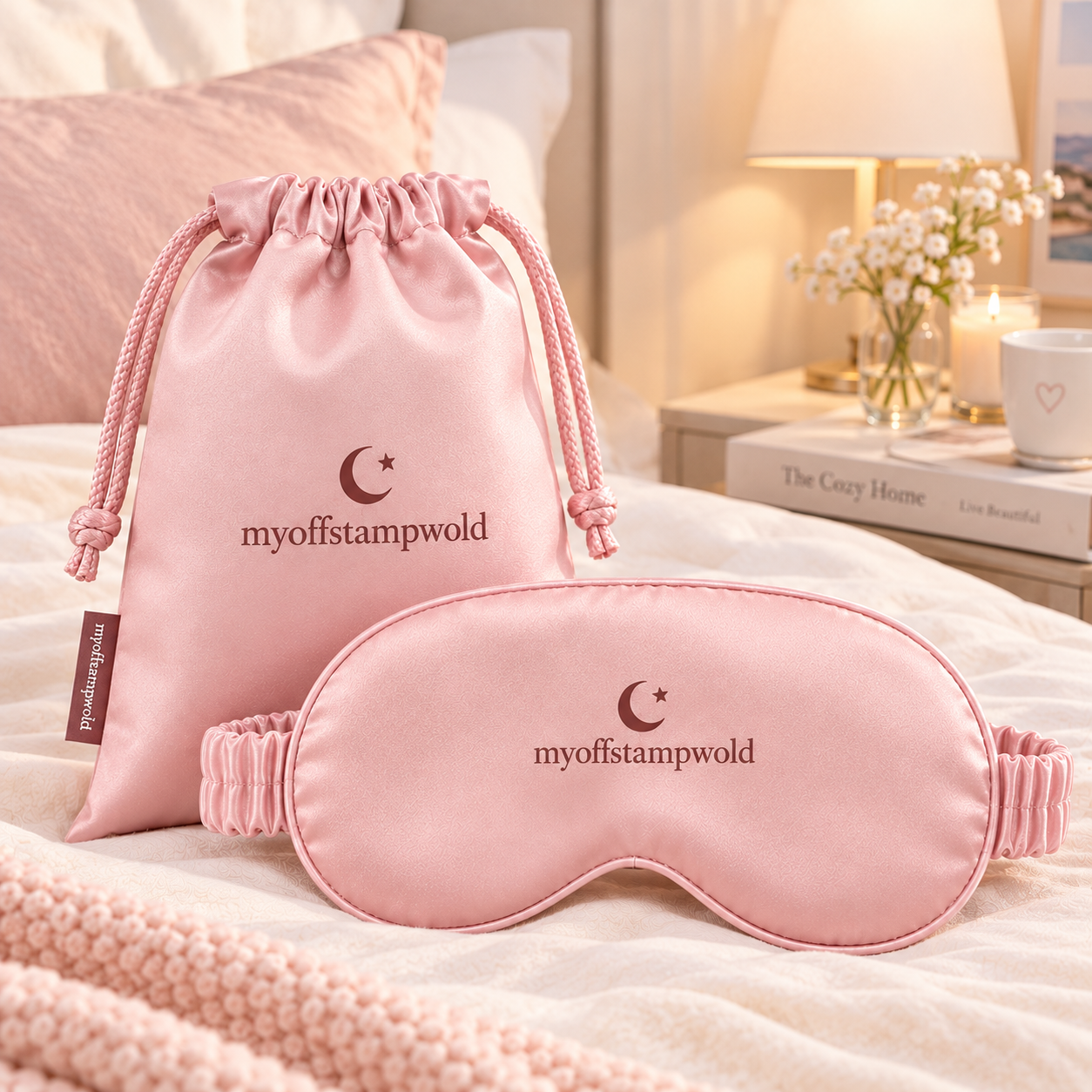 Blush Pink Comfort Eye Mask with Storage Pouch
